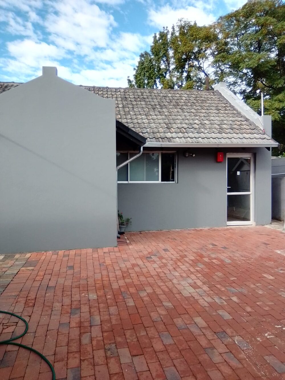 Finished paving work in a house yard